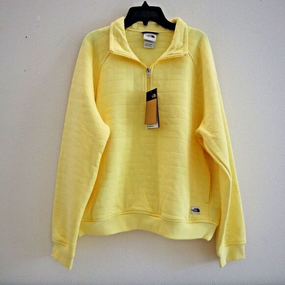 The North Face Women's Sz Large Yellow Longs Peak Quilted 1/4 Zip Jacket $139 - Picture 9 of 9